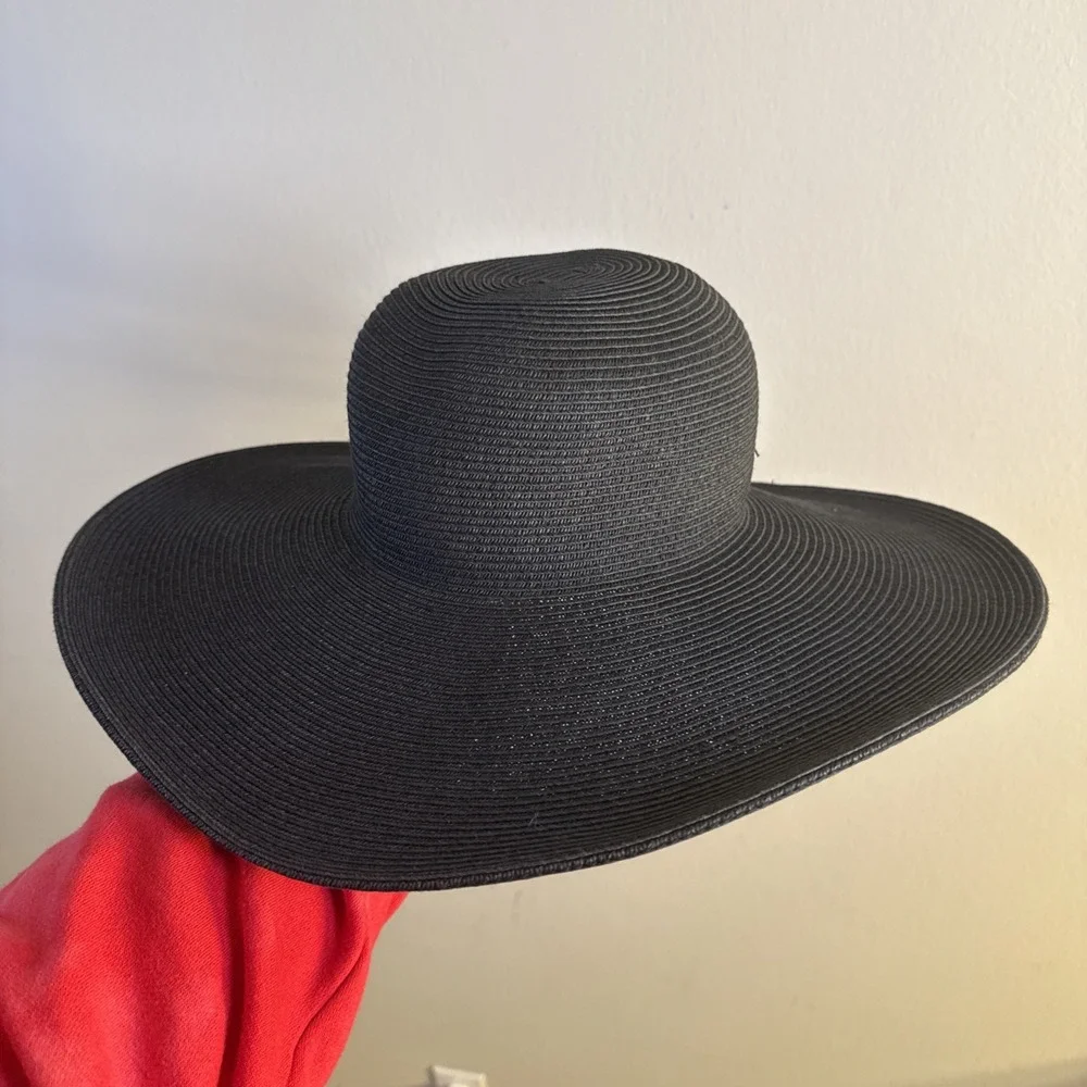 Scala Woven Paper Wide Brim Womens Sun Beach Hat Visor Black One Size 4.75